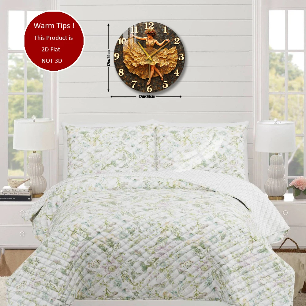 Tempered Glass Wall Clock Dancing Woman Mosaic Clock Dress Suitable For Wall Decor or Tabletop Display Anywhere