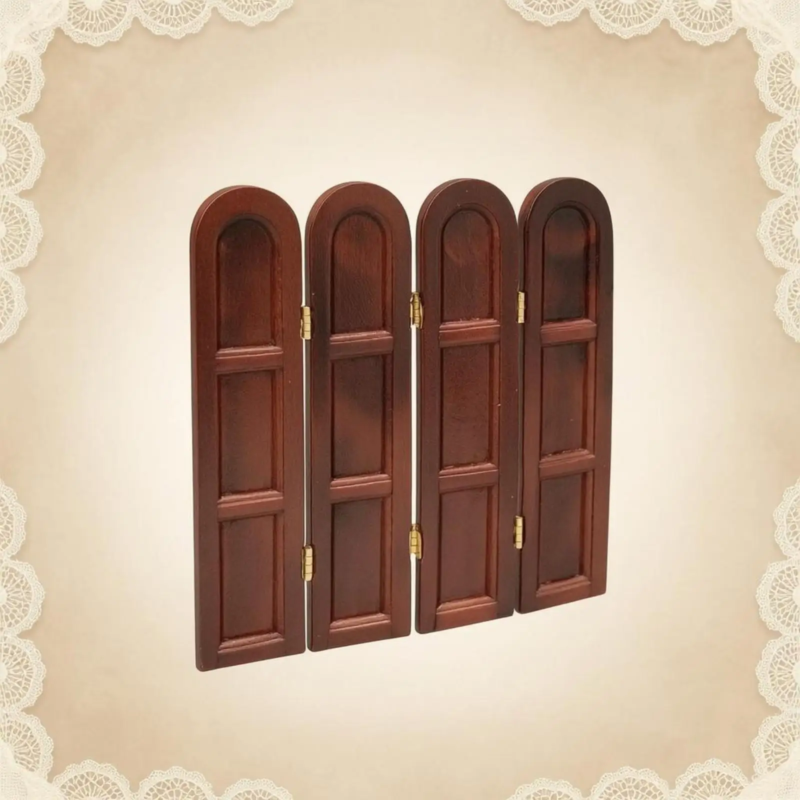 Dollhouse miniature furniture model in 1:12 scale: Arched folding screen,
