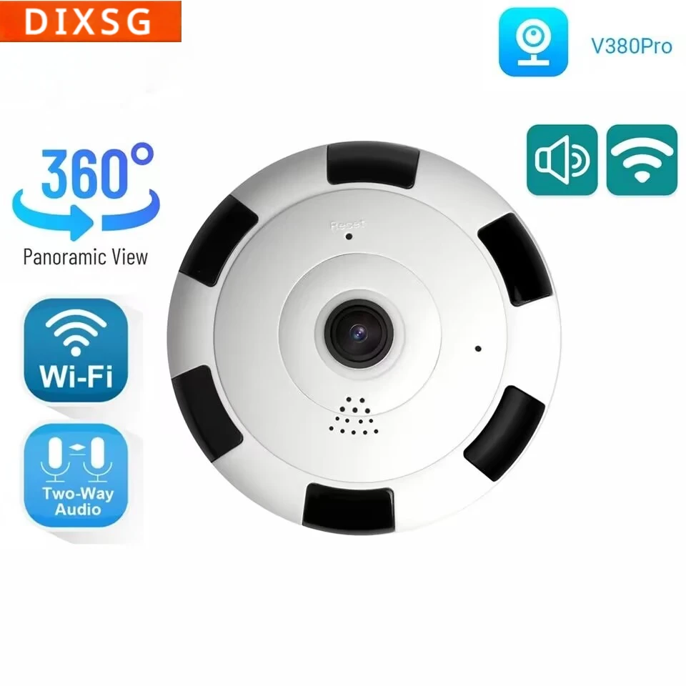 V380 Pro Wireless WIFI Security Panoramic Camera 1080P HD Fisheye Lens Two Ways Audio MINI 360 Degree Surveillance Camcorder