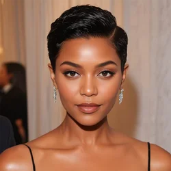 Short Black Pixie Cut Straight Wigs 13x6x1 T Part Lace Front Remy Human Hair Wigs Natural Color Brazilian Human Hair For Women