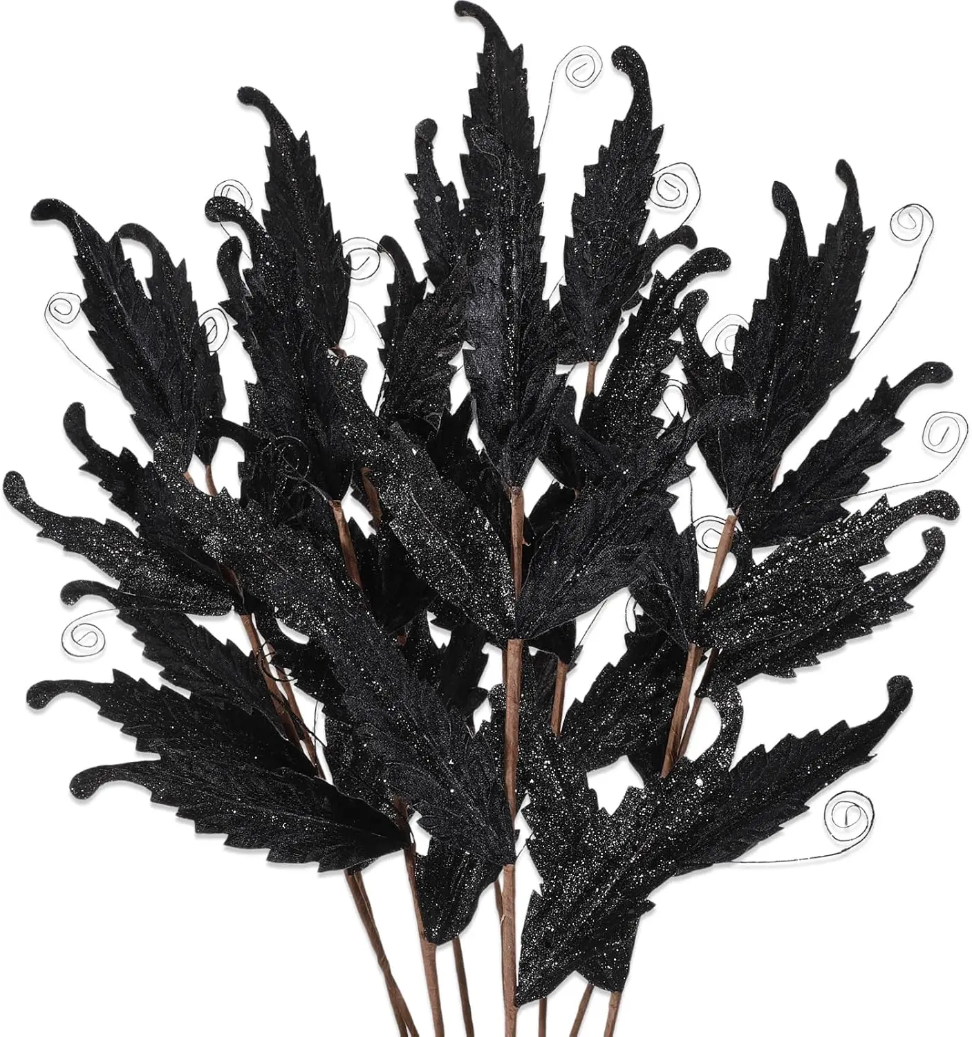 

10 шт. рождественские украшения из блестящих листьев для елки, венка, гирлянды - черный