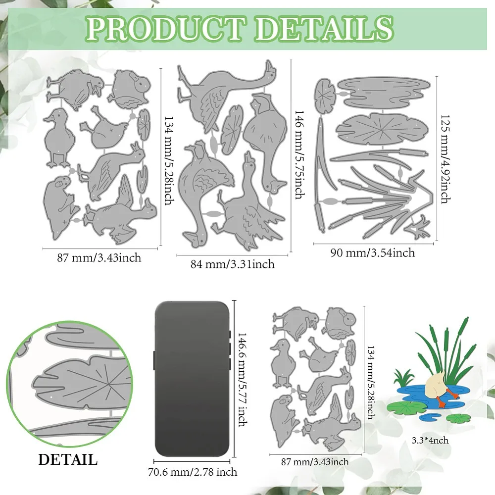 1set Goose and Duck Carbon Steel Cutting Dies Stencils Decorative Embossing Paper Card Mixed Shapes 125~146x84~90x0.8mm 3pcs/set
