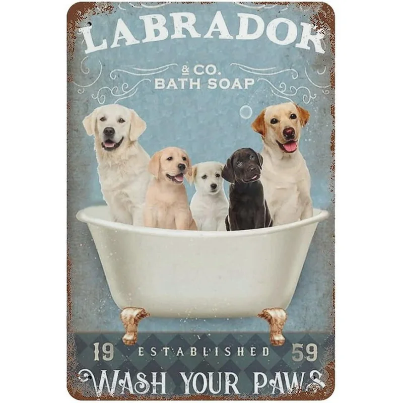 Retro Metal Tin Signs Cat Dog Bath Soap Wash Your Paw Bubble poster Vintage Toilet Cave Bar Home bagno decorazione della parete segni