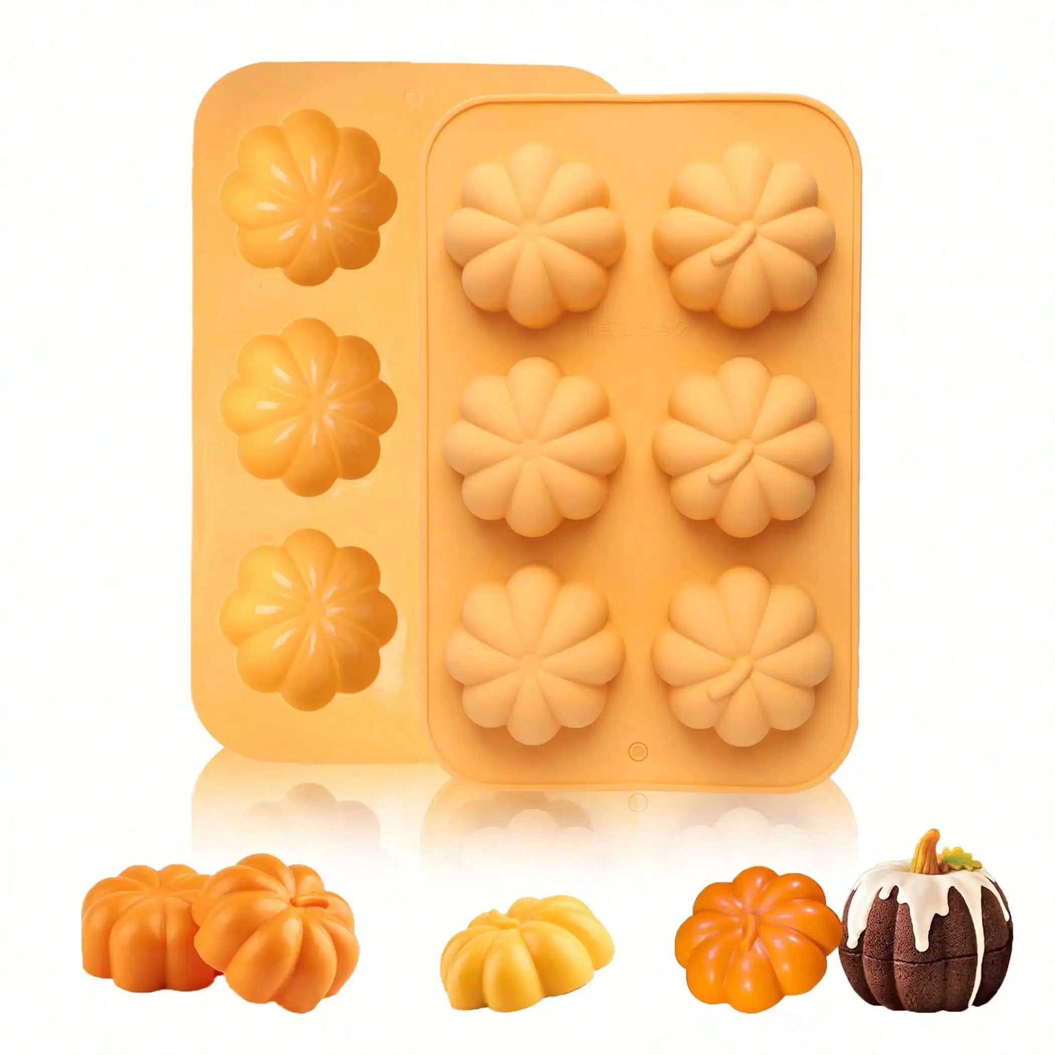 Halloween Chocolate Mold,3D Autumn Harvest Theme Pumpkin Silicone Mould Thanksgiving Cake Pan Fall Molds Mousse Cupcake Baking