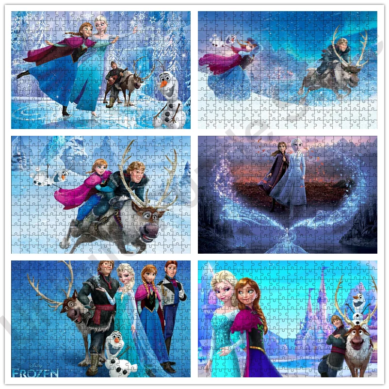 

Disney Anime Frozen Puzzle 300/500/1000 Pieces Paper Jigsaw Puzzles Educational Intellectual Decompressing Diy Gifts Home Decor