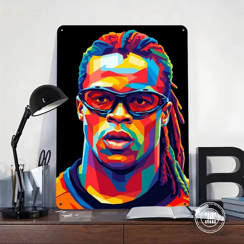 Edgar Davids 3D Printed Texture Poster Personalized Wall Art Retro Metal Tin Signs for Living Room Decorations Home Decor Items