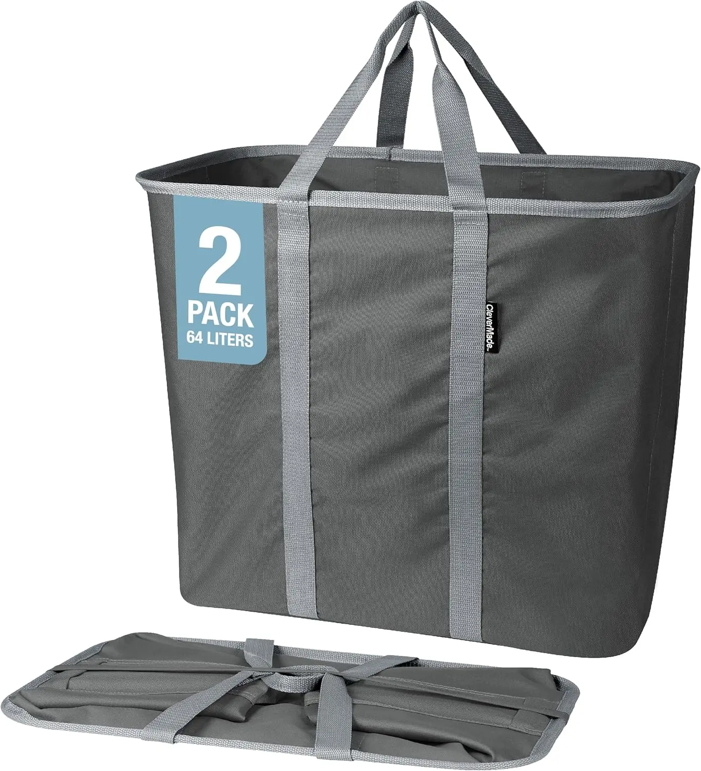 

Collapsible Laundry Caddy, Gray/Dusty Slate Large Foldable Laundry Basket with Sturdy Pop-Up Wire Frame and Long Carry Handles