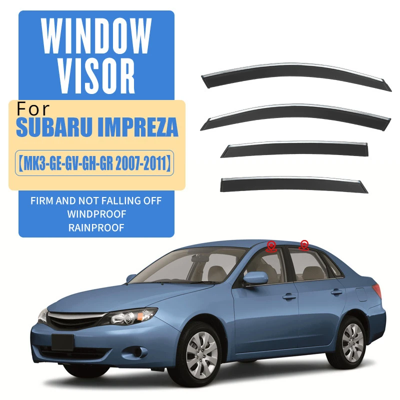 

For Subaru Impreza Sedan WRX 2007-2021 Window Visor Sun Rain Guard Weather Awnings Shields Accessories Chrome Trims