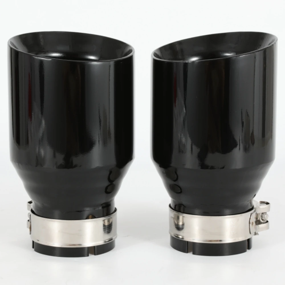 1Piece Car Black Stainless Steel Exhaust System Muffler Tip End Flat Edge Outlet Universal Modified Exhaust Pipe Accessories