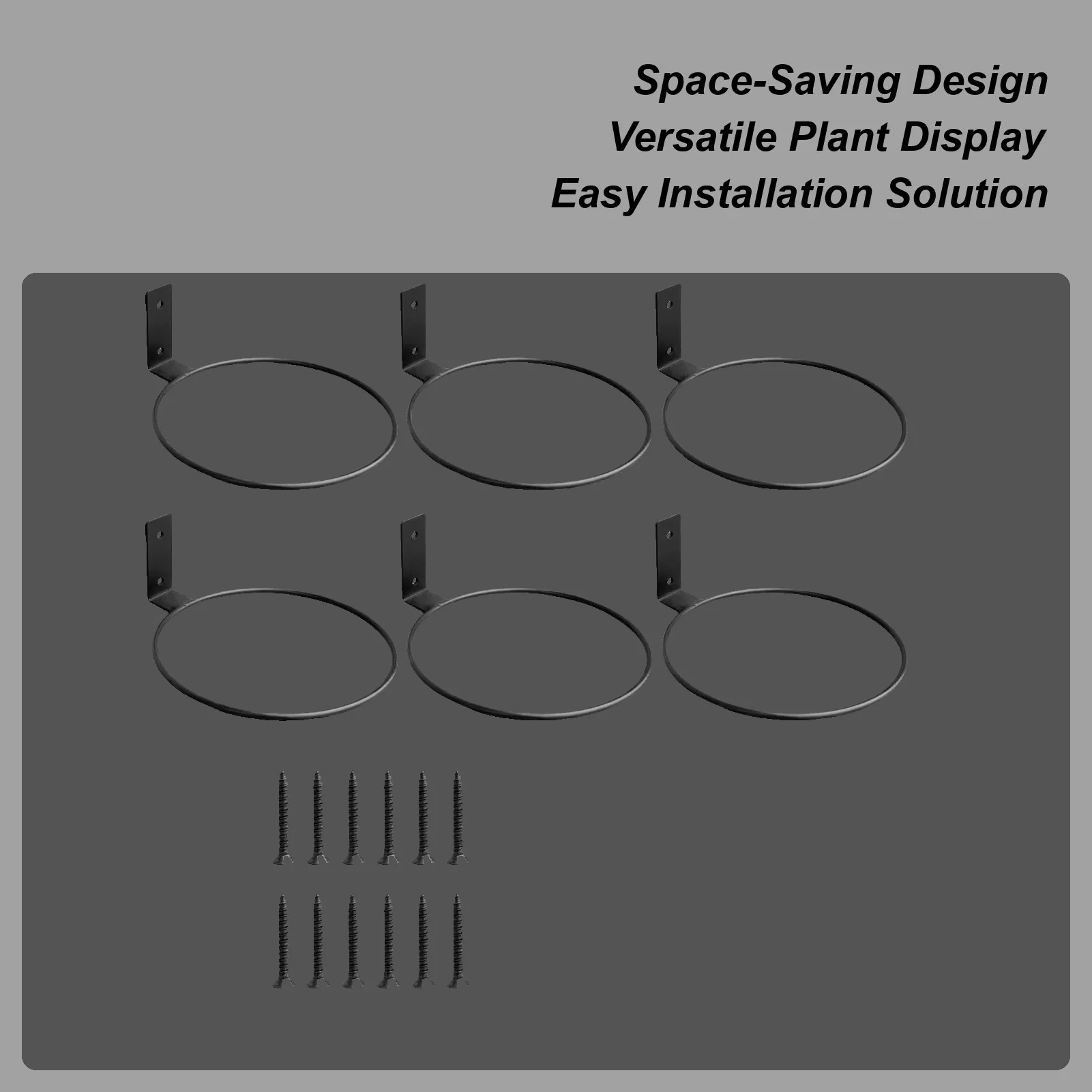 Plant Pot Wall Hanger 6-Pieces Metal Flowerpot Wall Mount Wall Flower Container Display For Home Apartment Farmhouse Balcony