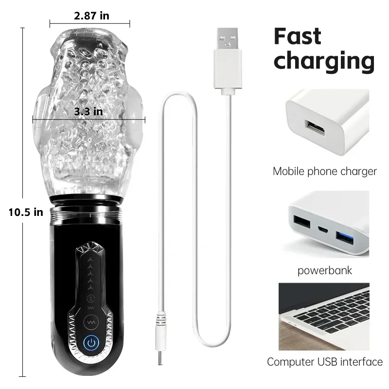 Glande Esercizio di resistenza Figa tascabile Rotazione automatica Vibrazione potente Masturbatore telescopico Tazza Macchine del sesso Pompino 18+