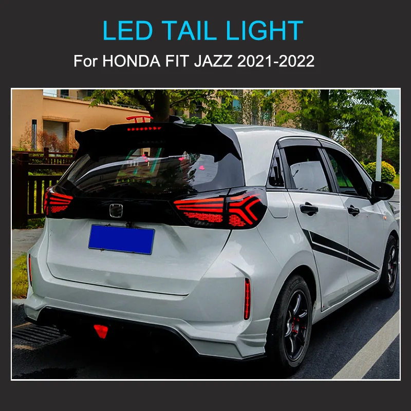 LED Tail light Assembly For Honda FIT Jazz 2021 2022 Taillights Plug and Play with LED Running Dynamic Turning Rear Taillamps