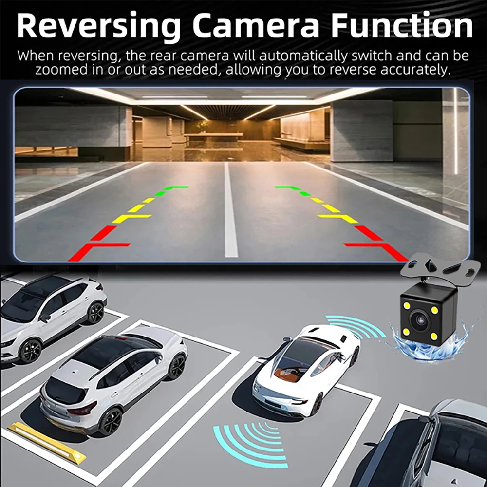 3-kanałowa kamera samochodowa 1080P Rejestrator wideo WIFI GPS Kamera samochodowa DVR Kamera samochodowa z widokiem z przodu i z tyłu Noktowizor