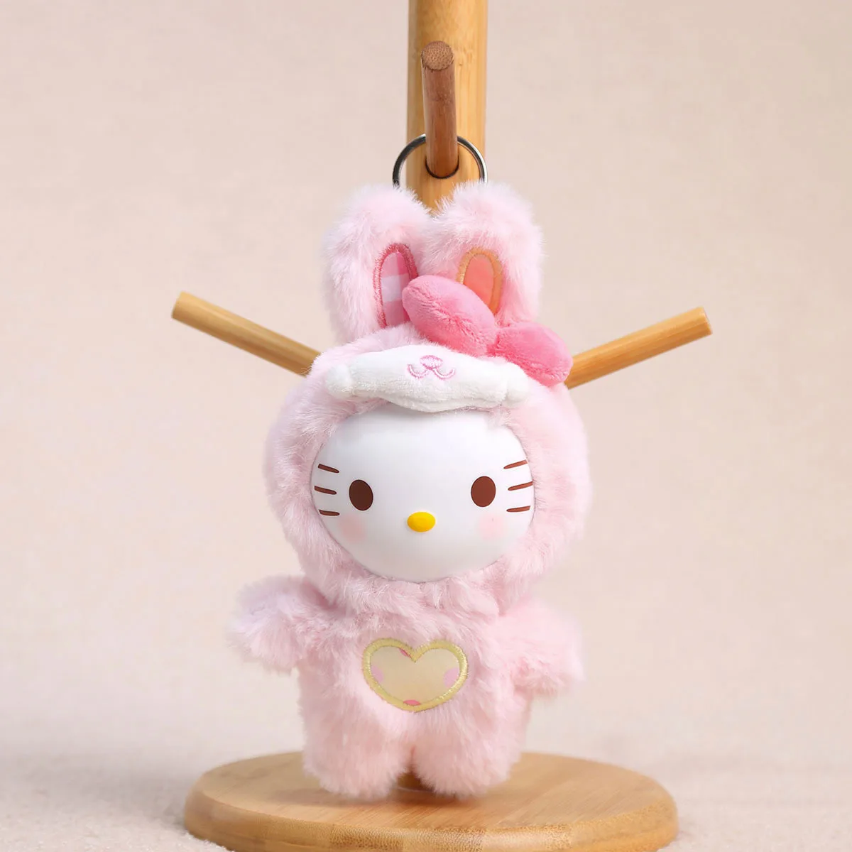 Simpatico portachiavi per bambola di peluche a forma di coniglio Hello Kitty Kuromi Melody Zaino fai da te Ciondolo in peluche Accessori per la decorazione Regalo del festival