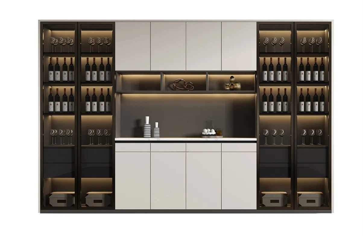Modern Glass Display Cabinet, Bar Wine Liquor Cabinet, Living Room Drinks Storage, Elegant Design