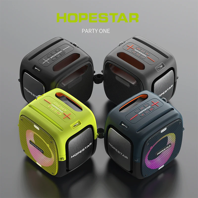 PARTYONE Portable Outdoor Wireless Speaker with 3D Stereo Subwoofer Loud Soundbar and Two Microphones for Parties