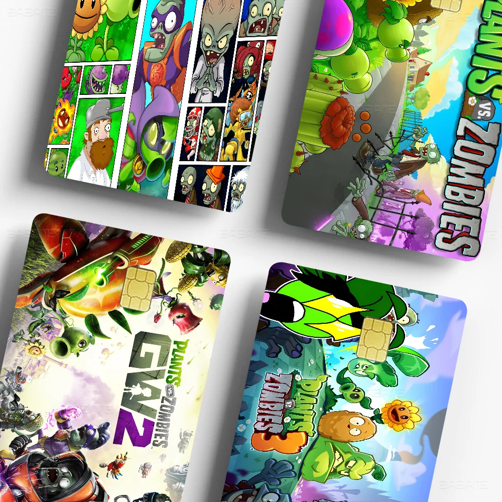 P-Plants-vs-Zombie Cartoon Anmie Sticker Film Skin Cover for Credit Card Debit Bank Card Front