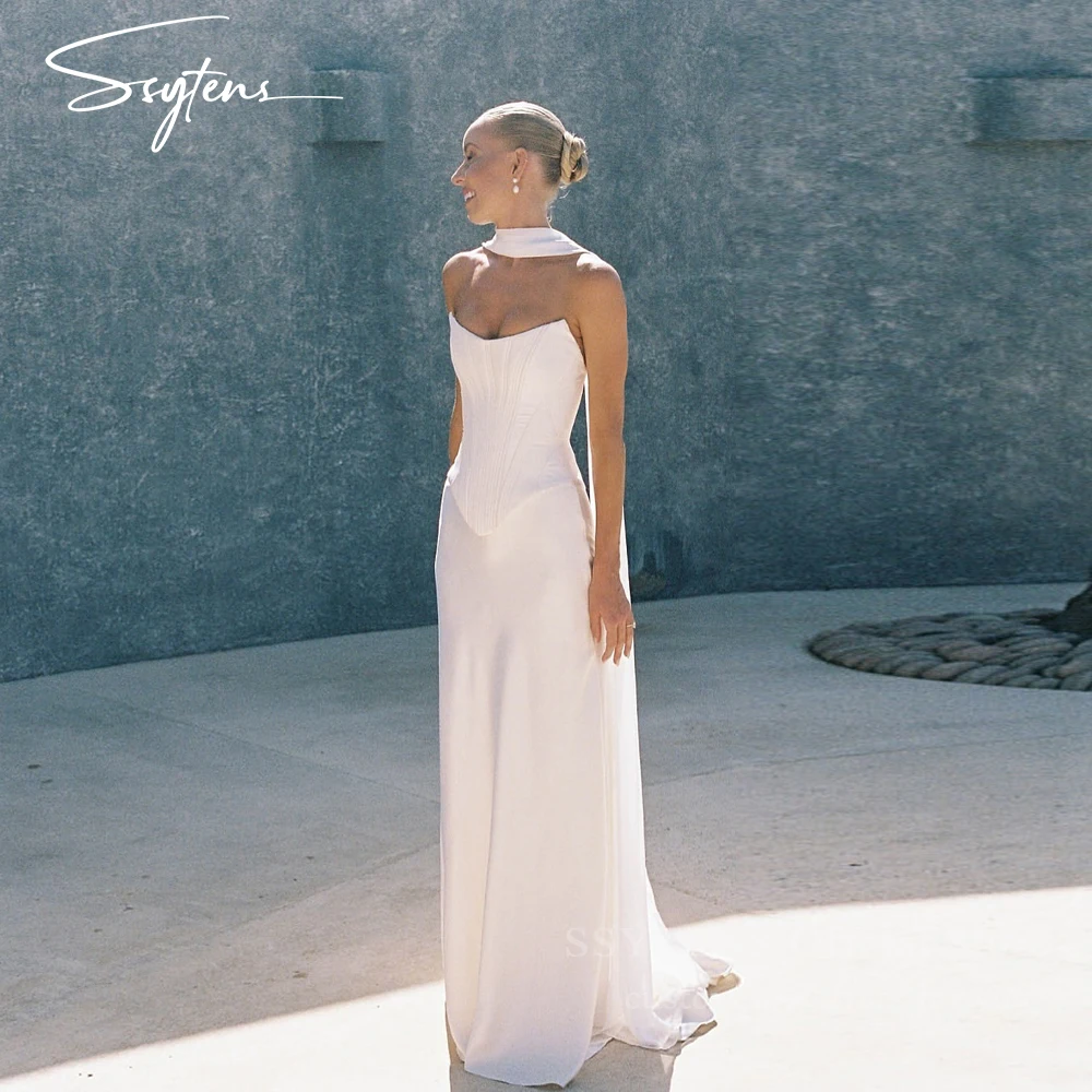SSYTENS White Detachable Shawl Mermaid Wedding Dresses Long Customized جديد في الفساتين obes invitée mariage ﻿