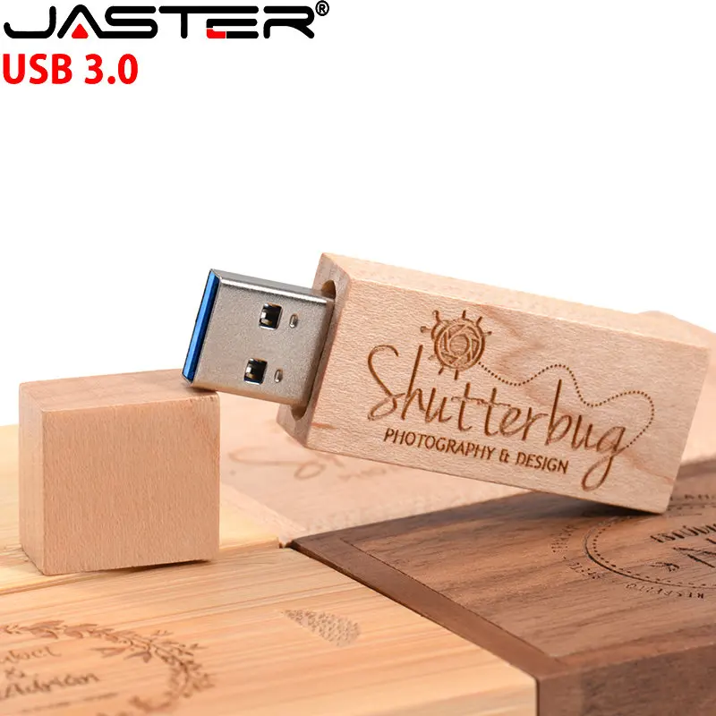 JASTER USB 3.0 Flash Drives 128GB Wooden Pen drive 64GB 32GB Free customized logo Maple wood Memory Stick 16GB U disk For Laptop