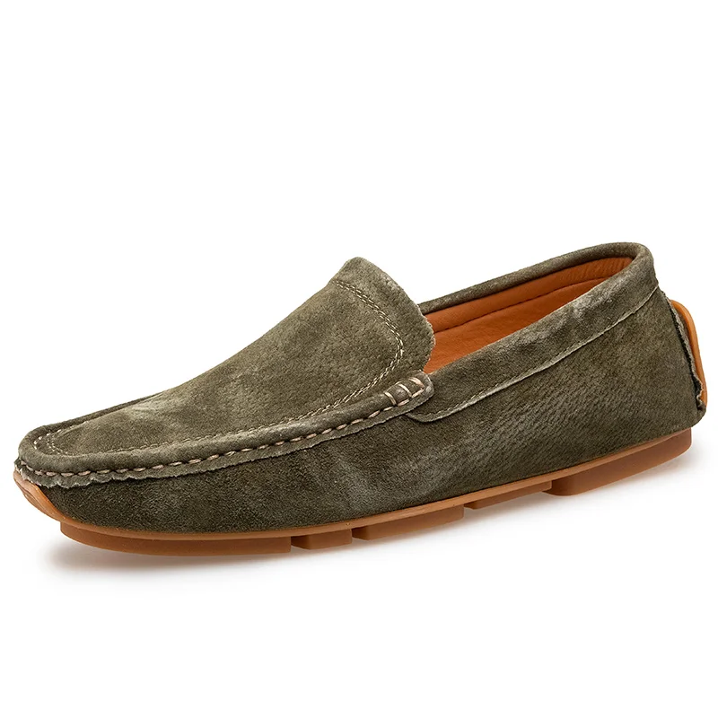COZOK New Men Casual Shoes Fashion Men's Shoes Suede Leather Men's Loafers Moccasins Brand Slip On Male Flat Driving Shoes Black image 3