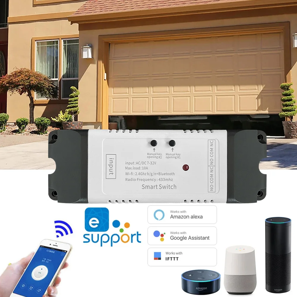 2CH EWeLink App WIFI Smart Switch Motor Forward and Reverse Garage Door Opener / Wireless Switch Timer Alexa