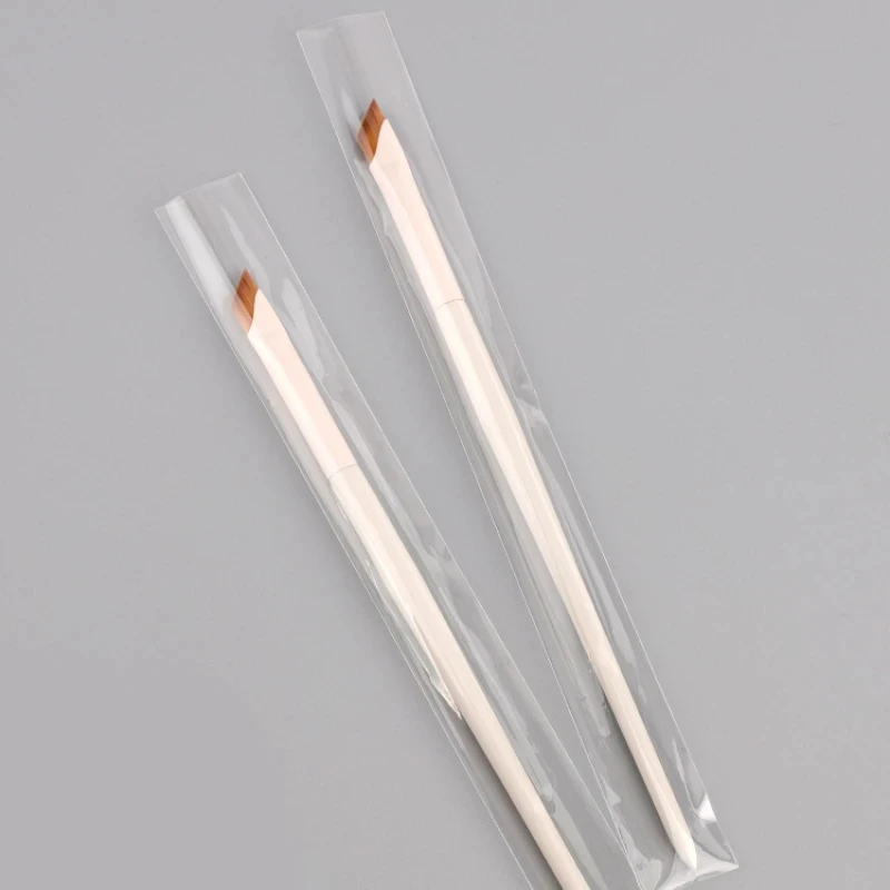 แปรงอายไลเนอร์แบบอัพเกรด แปรงเขียนขอบตาแบบบางเฉียบ แปรงเขียนคิ้วแบบแบน แปรงแต่งหน้าใต้ตา แปรงสำหรับงานละเอียด สีขาว