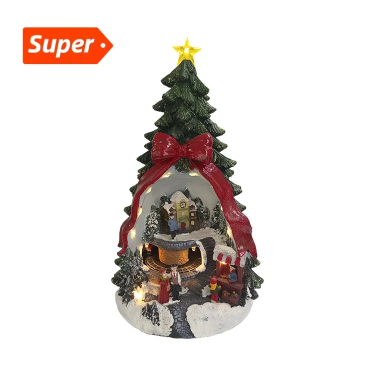 

Многофункциональные рождественские елки из смолы с рождественскими елками и музыкальными сценами Санта-Клауса