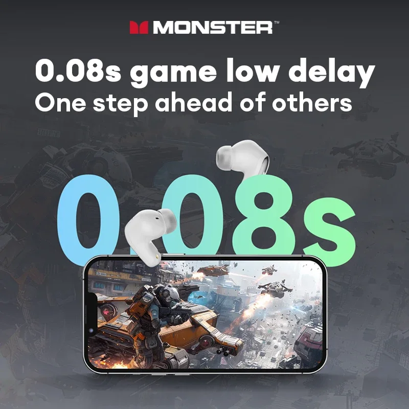 Monster MQT52 Bluetooth 5.4 ヘッドホン TWS ワイヤレスイヤホン マイク付き スポーツイヤホン 通話 ノイズキャンセリング ヘッドセット スマホ対応