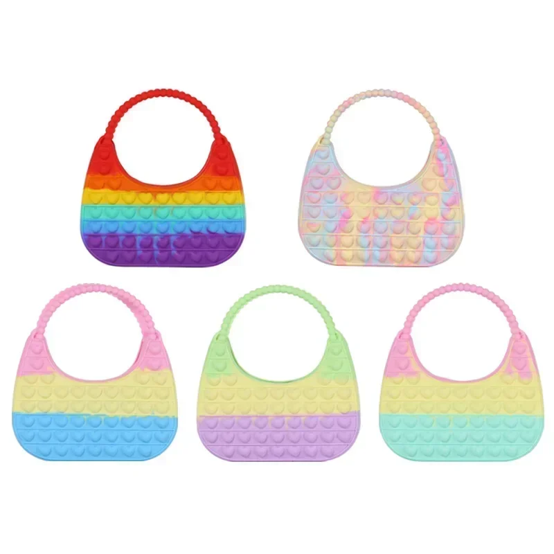 Bolso de mano de silicona para niños, bolso cruzado Diagonal de un hombro, música de burbujas de descompresión, billetera cero de silicona, bolso para niños