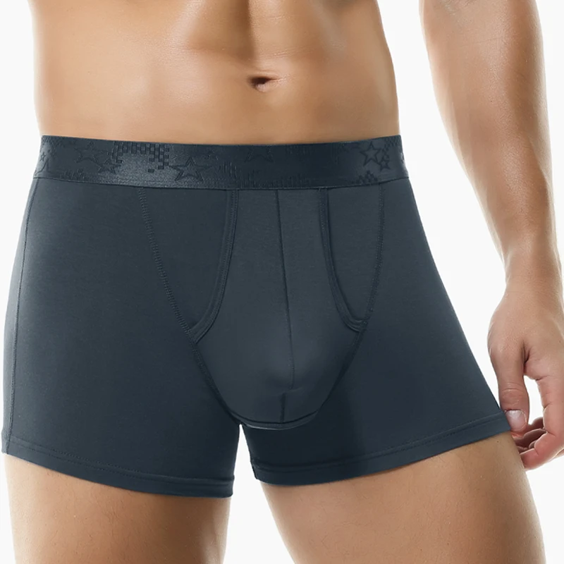 

Gun Bullet Separation Underwear Men's Ice Silk Scrotum Support Men's Boxer Briefs Thin Breathable Modal Boxer Briefs