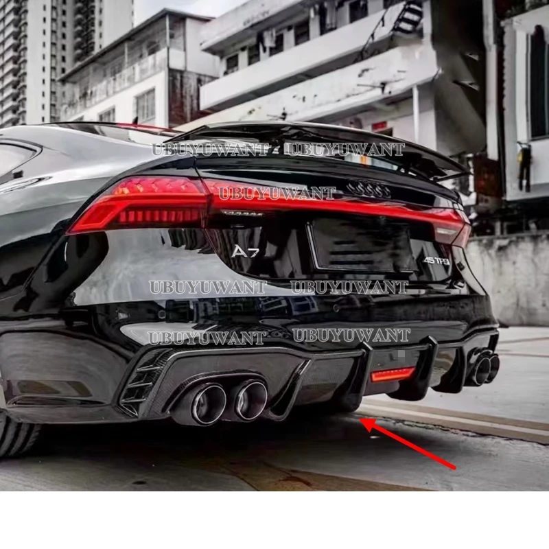 Für Audi A7 S7 S-Line Standard Heckstoßstange Diffusor Lip Spoiler mit Auspuffspitzen Heckdiffusorlippe 2019 2020 2021 2022–2024