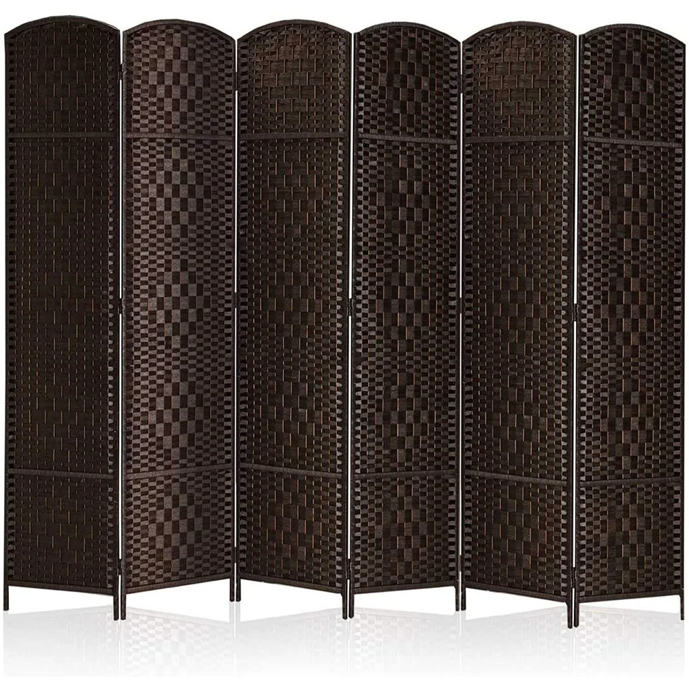 Handcrafted Diamond Weave Room Divider, Folding Privacy Partition, Wall Screen, 6 Panels