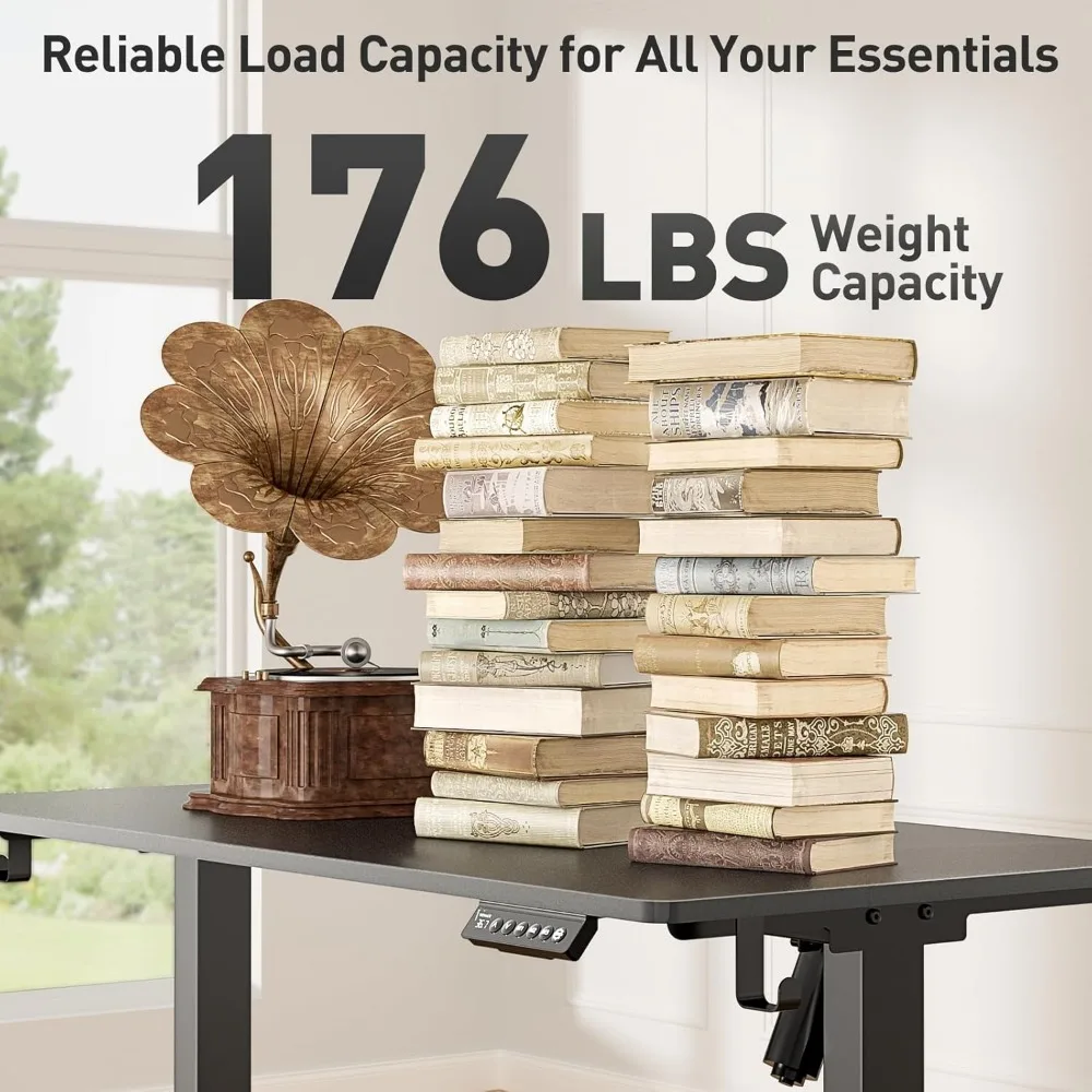 Mesa elétrica de pé de 63 x 28 polegadas, altura ajustável com rodas, mesa de pé, escritório doméstico, mesa de elevação, estação de trabalho de computador