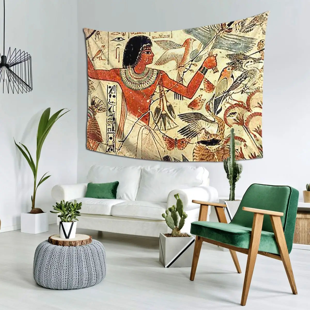 Ancient Egyptian Couple Hunting Tapestry Funny Wall Hanging Aesthetic Home Decor Tapestries for Living Room Bedroom Dorm Room