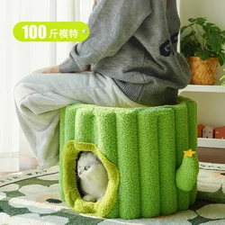 Rascador para gatos cactus de sisal natural, alfombra rústica