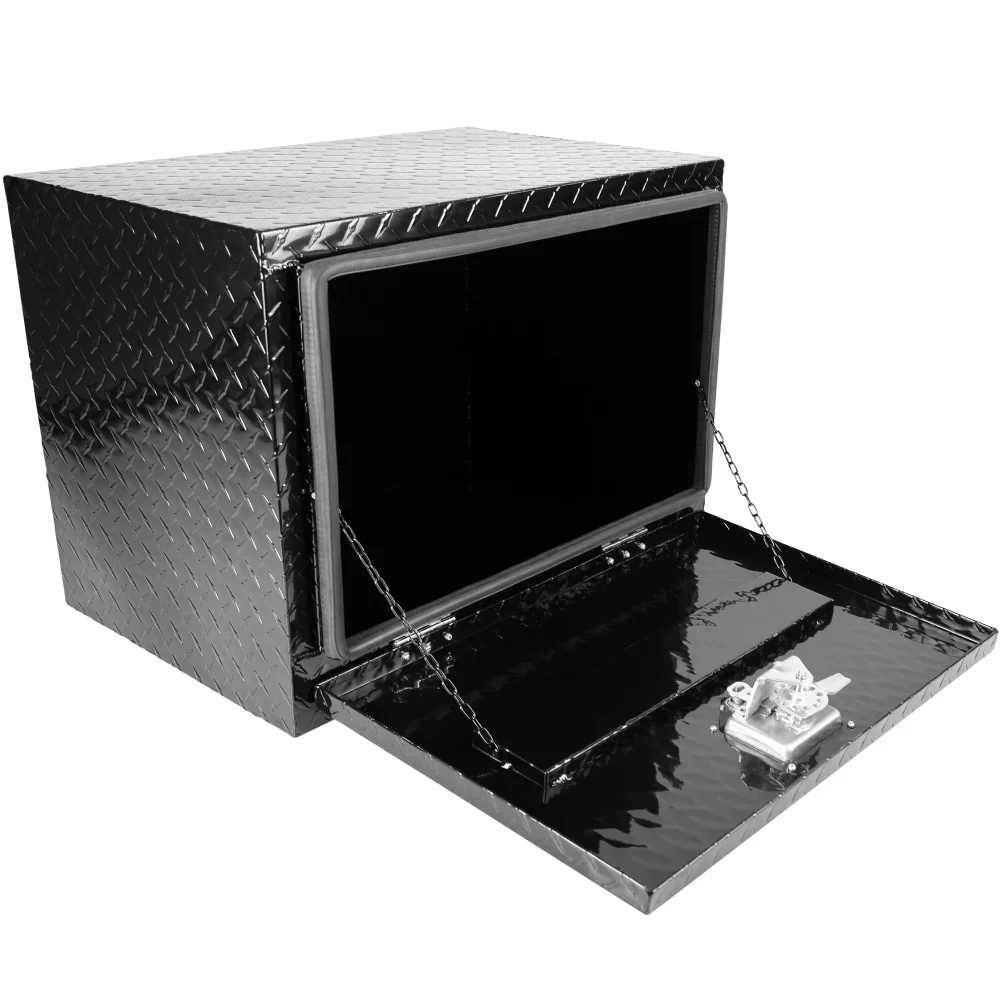 Cassetta degli attrezzi placcata con strisce in alluminio di dimensioni multiple Cassetta degli attrezzi per rimorchio per camion da raccolta Organizzatore di archiviazione quadrato impermeabile con serratura e chiave