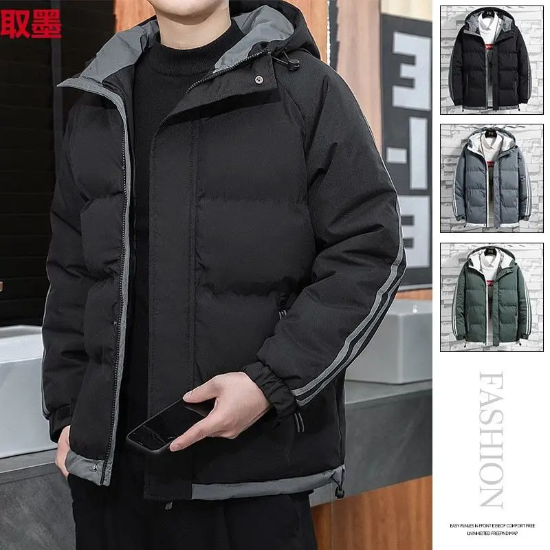 

Мужская зимняя хлопковая куртка с капюшоном, теплая верхняя одежда с капюшоном, повседневная модная куртка без брендового дизайна с узлом