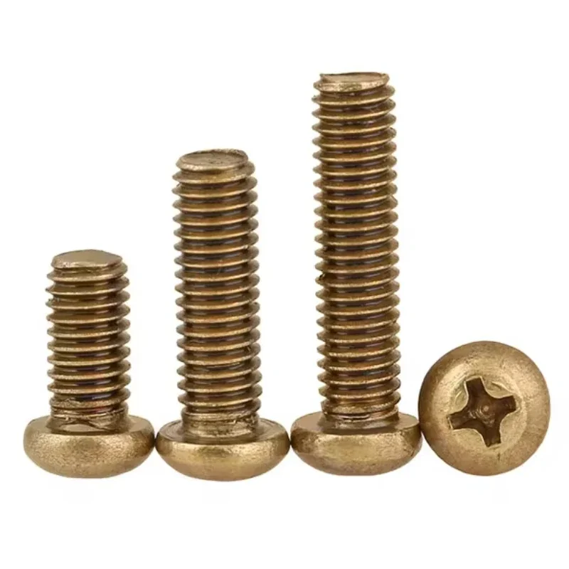 1~30pcs Brass Phillips Round Head Screws Pan Head Bolts M2 M2.5 M3 M4 M5 M6 M8