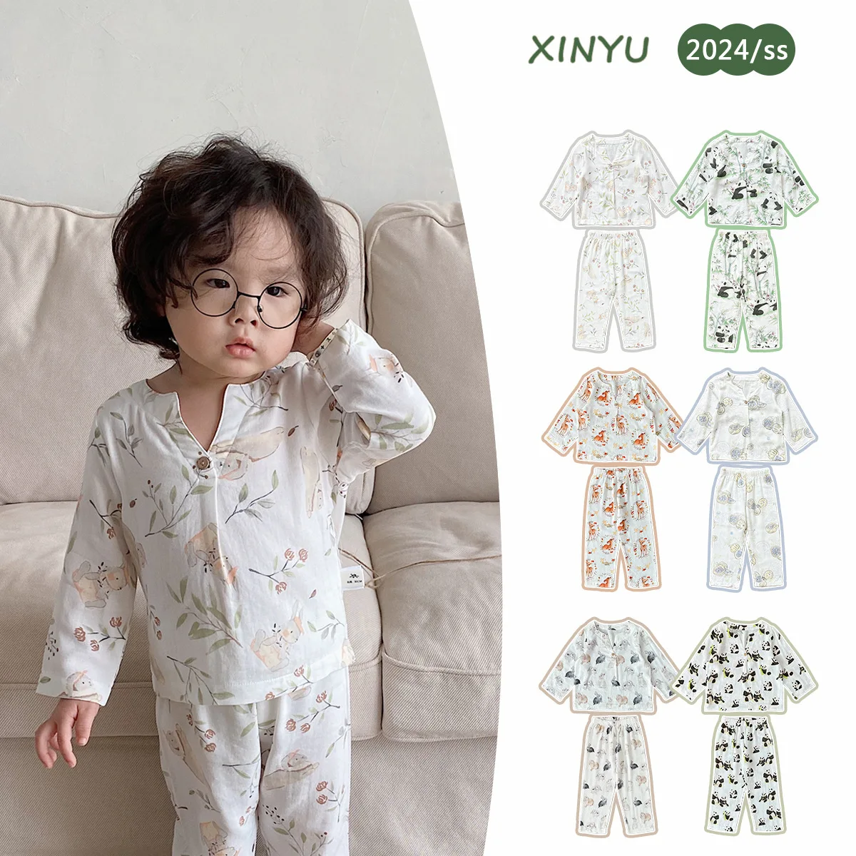 

Children's Pajamas Pajama Pants 2024 Spring Cartoon Fashion Boys Home Wear Cotton Cute Girls Pajamas Set Children's Clothing