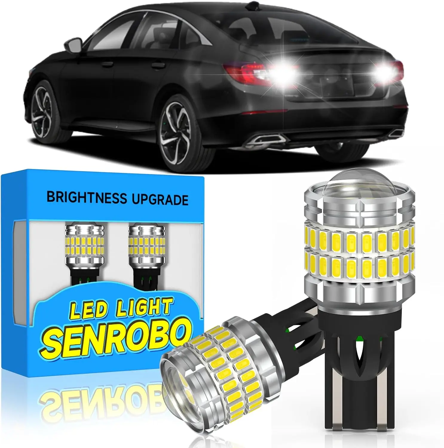 

921 912 LED Reverse Light Bulb Fit for Honda Accord 2008-2022, Super Bright T15 LED Bulb with Lens, 6000K Cool White Backup Ligh