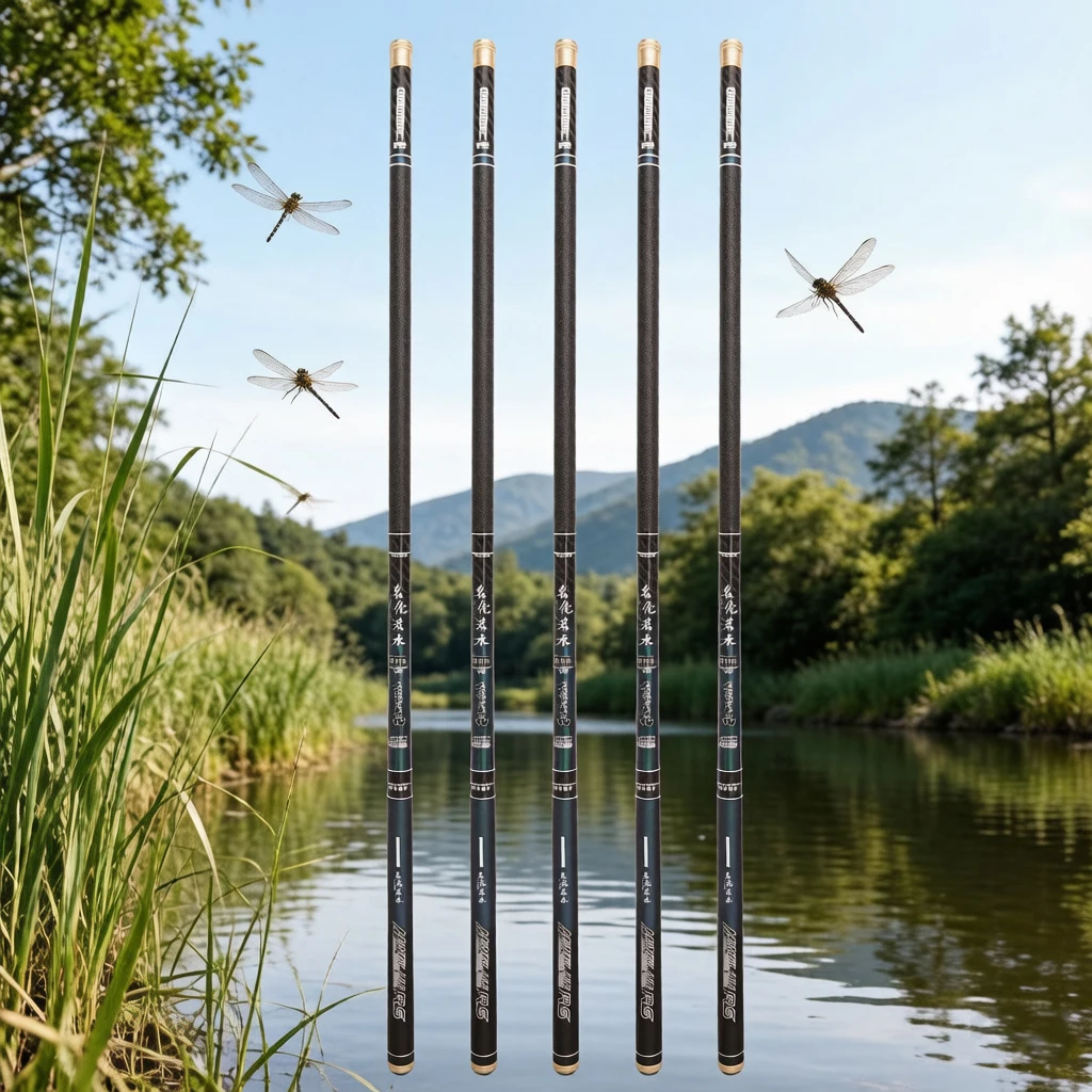 3.6m-7.2m Hand Pole Telescopic Carbon Fishing Rod Lightweight Strong Durable Fishing Gear for Freshwater And Saltwater