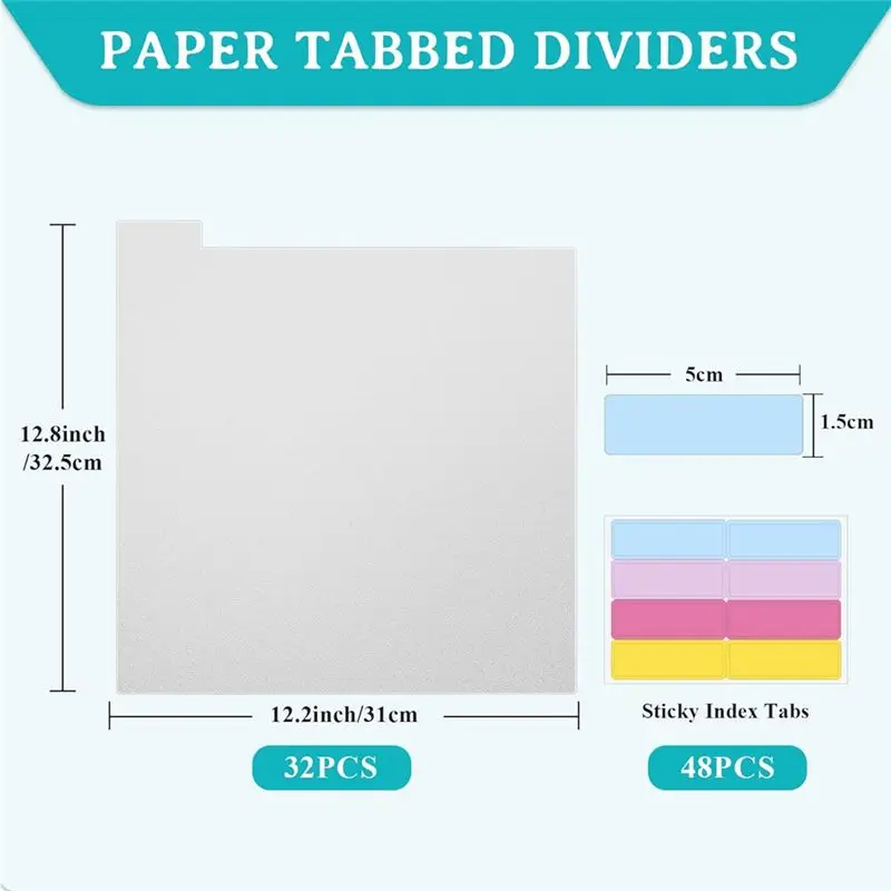 AEF7-32 قطعة فواصل ملصقات القصاصات البلاستيكية فواصل ورق القصاصات لتقسيم 30.48X30.48 سنتيمتر ورق القصاصات ، مخزون البطاقات