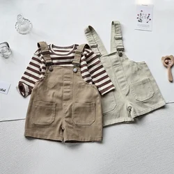 MILANCEL Spring New Solid Kids Overall Denim Girls Jumpsuits Brief Boys Suspender Pants Outfits