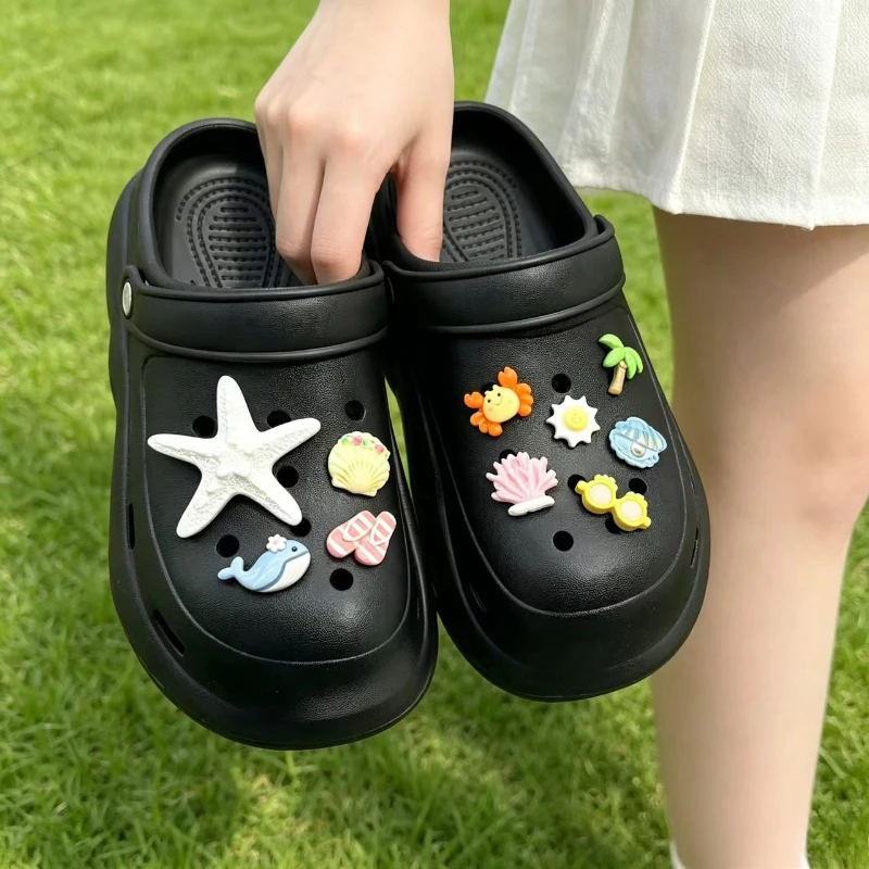Summer Ocean Style Shoe Charms Set For Clogs, Cute Starfish Whale Crab Flower Palm Tree Sandals DIY Resin Decoration Accessories