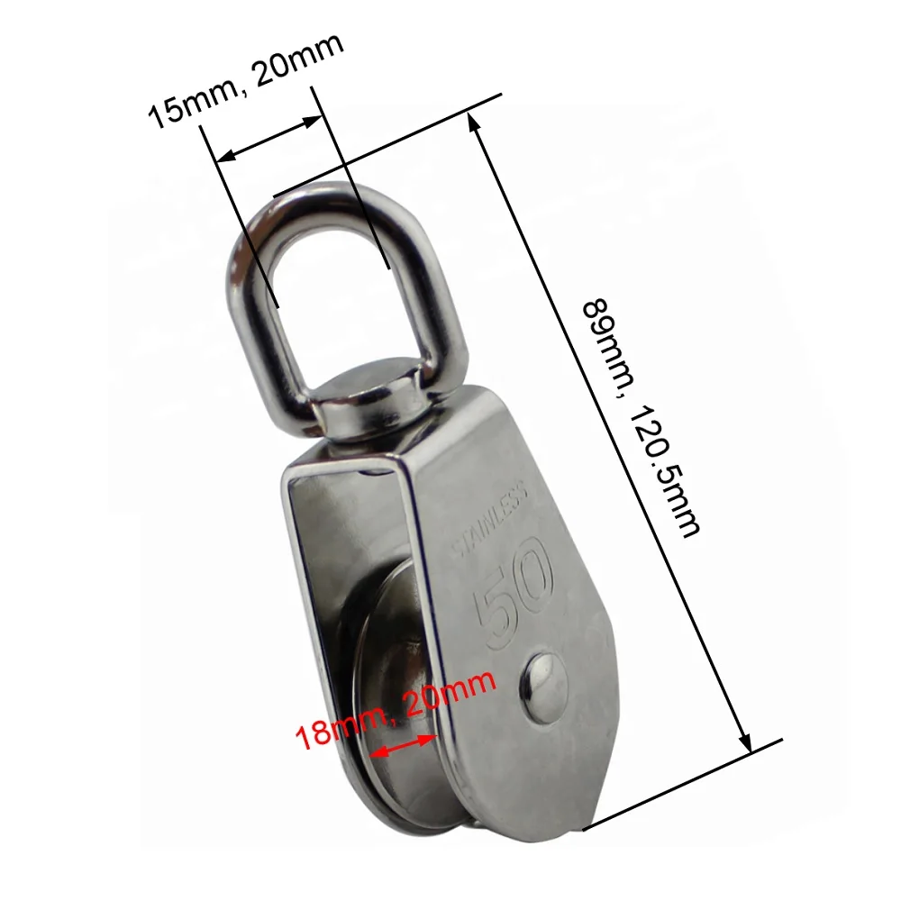 3 Pieces 304 Stainless Steel Swivel Pulley Rigging Hardware Wire Rope Crane Pulley Block Hanging Wire Towing Wheel