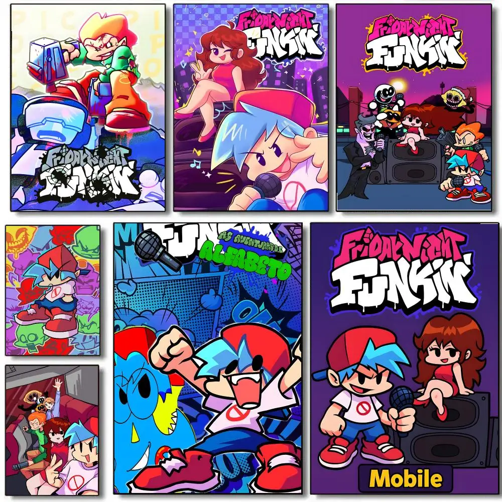 Friday Night Funkin Poster Self Adhesive Sticker Home Bedroom Living Room Game Room Decoration