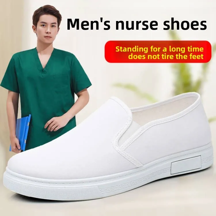 

Men's Nurse oes Soft Bot Breathable Anti-slip Casual Work oes White Hospital Leisure Men's Bla And White Canvas oes