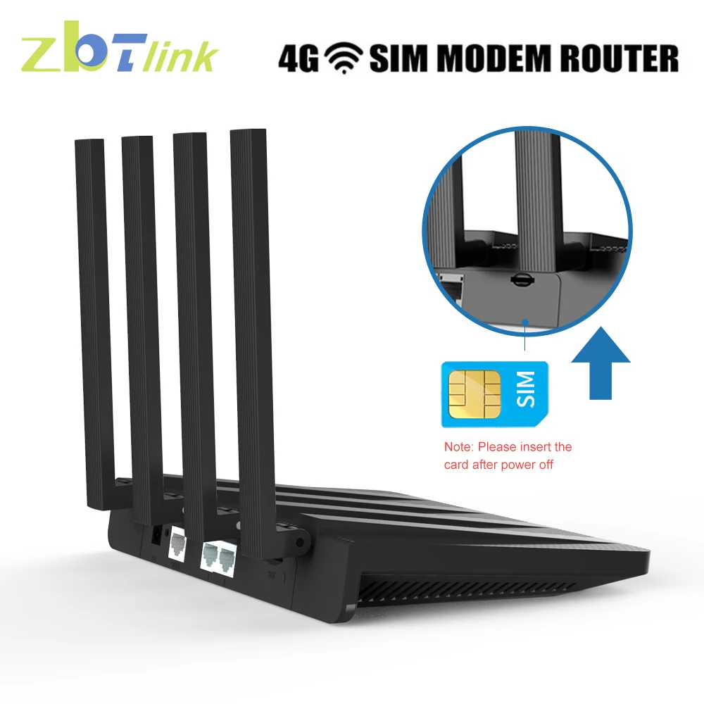 ZBT 300Mbps 4G Router Home Wireless Wifi Router 4G Sim Card 2 LAN Access Point Working Frequency Band To Europe WE2805-B