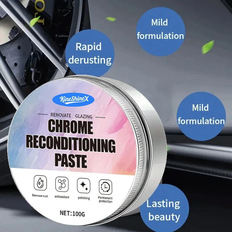 Chrome Polish Wax Refurbishment of Oxidized Chrome Emblem Vehicles Chrome Parts Repair Paste for Rust and Scratch Removal Repair