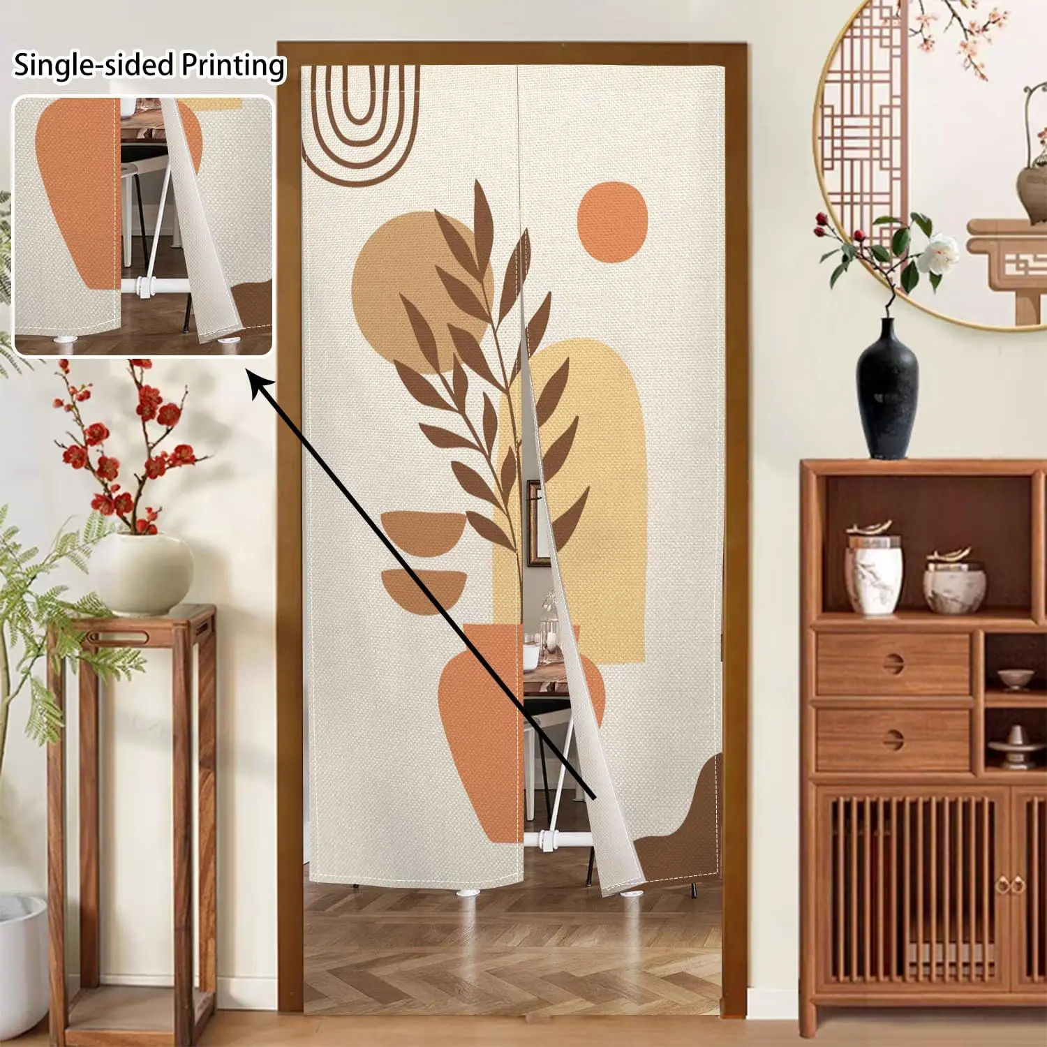 Japanese Noren Doorway Curtain Abstract Long Style Door Curtains Tapestry Boho Window Treatment Polyester for Wall Hanging Room